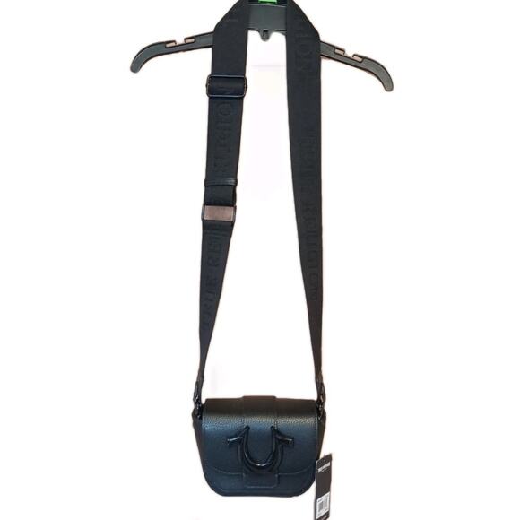 New True Religion Crossbody Shoulder Purse Bag Black Wide Adjustable Logo Strap - Picture 2 of 15